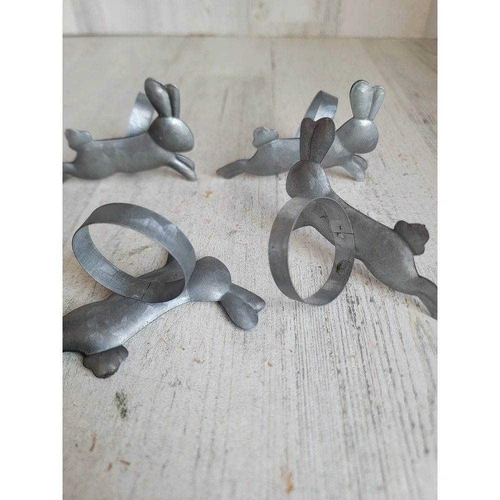 Metal Easter bunny rabbit hop napkin‎ holder set spring rabbit decor
